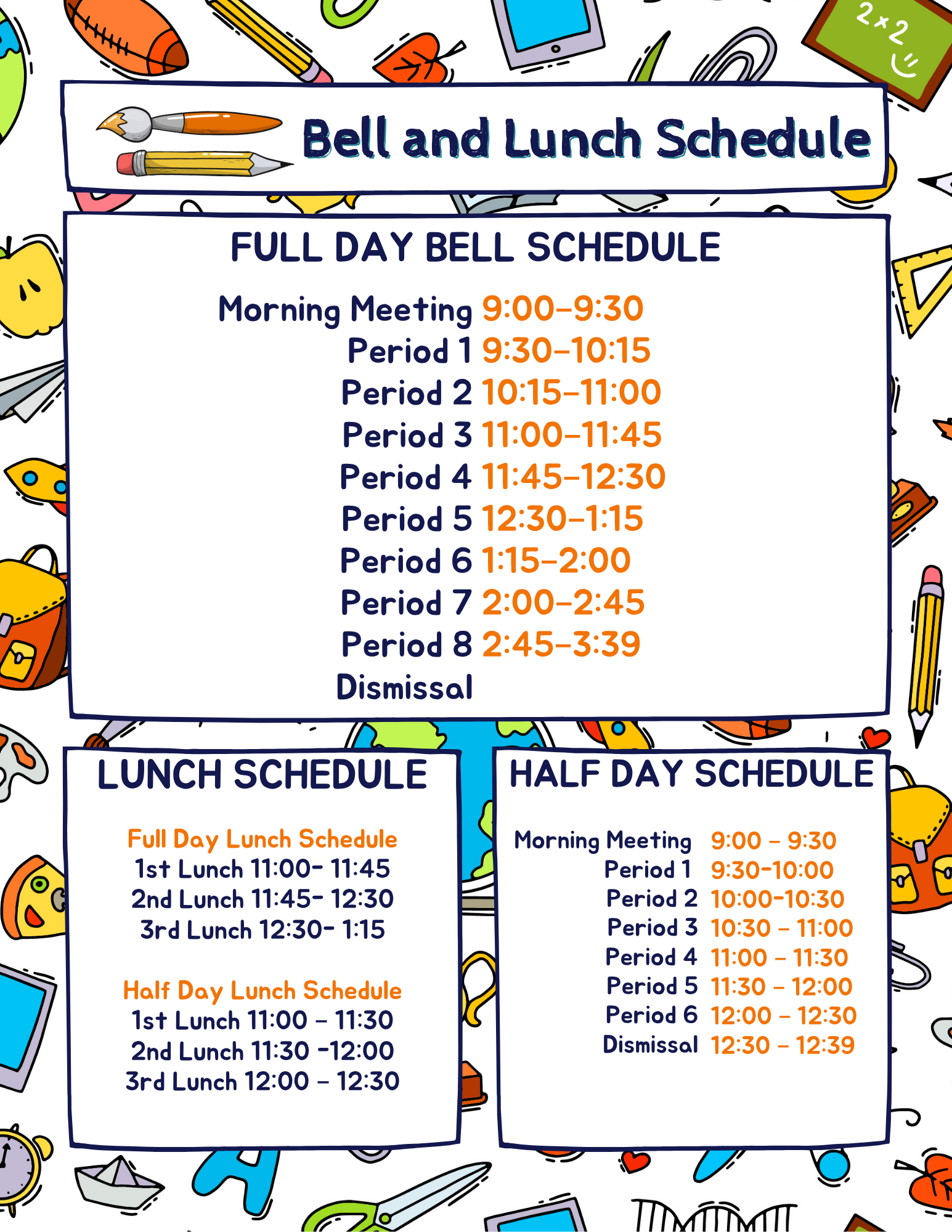 Bell Schedule - Julia de Burgos Elementary School